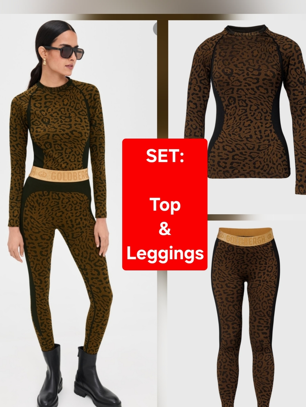 SET Goldbergh Feline Base Layer Top Goldbergh Caitlyn Base Layer Leggings Jaguar